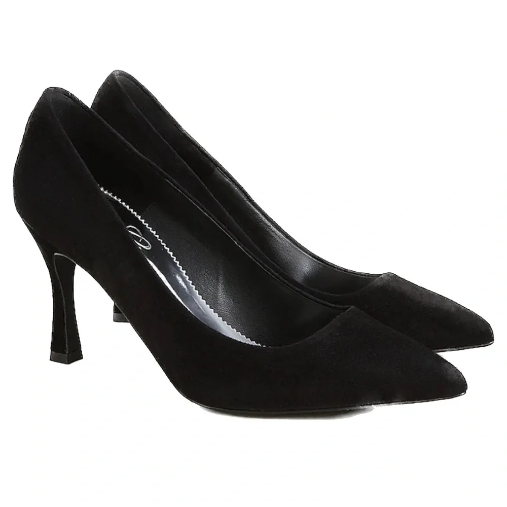 NWT J. Crew Elsie Black Solid Italian Suede Leather Pointed Toe Pump Heels 9
